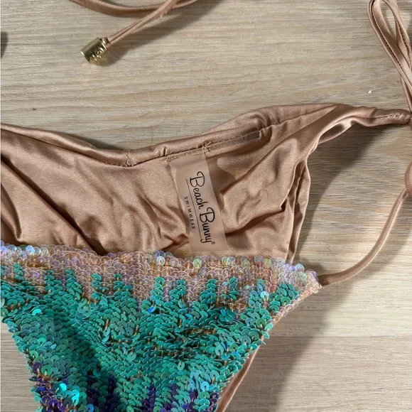 Beach bunny Sequin Bikini Set - Blue Size Small - Picture 3 of 4